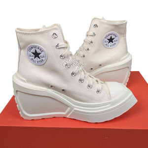 Converse Chuck 70 De Luxe Wedge Platform Egret White Canvas Sneaker Womens 10